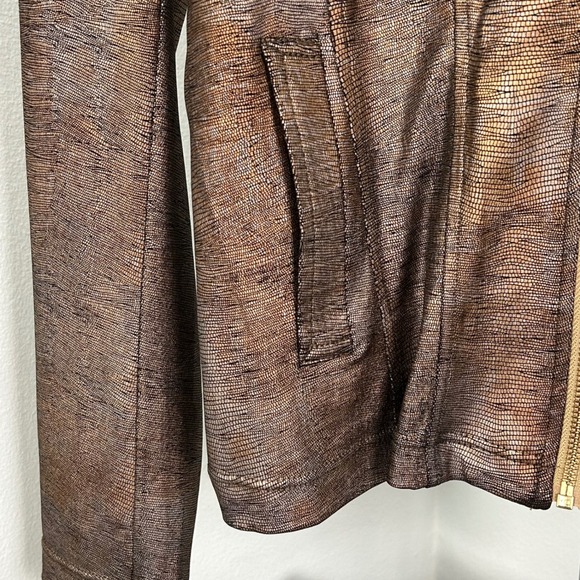 Clara Sun Woo Medium Liquid Leather Signature Moto Jacket Medium Copper Bronze - Picture 9 of 11